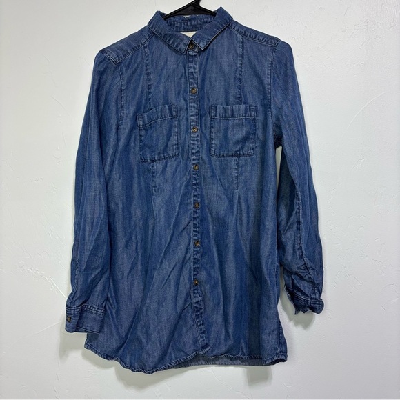 J.Jill Denim Button Front Blue Shirt Women's Small 100% Tencel Lyocell - Picture 1 of 11